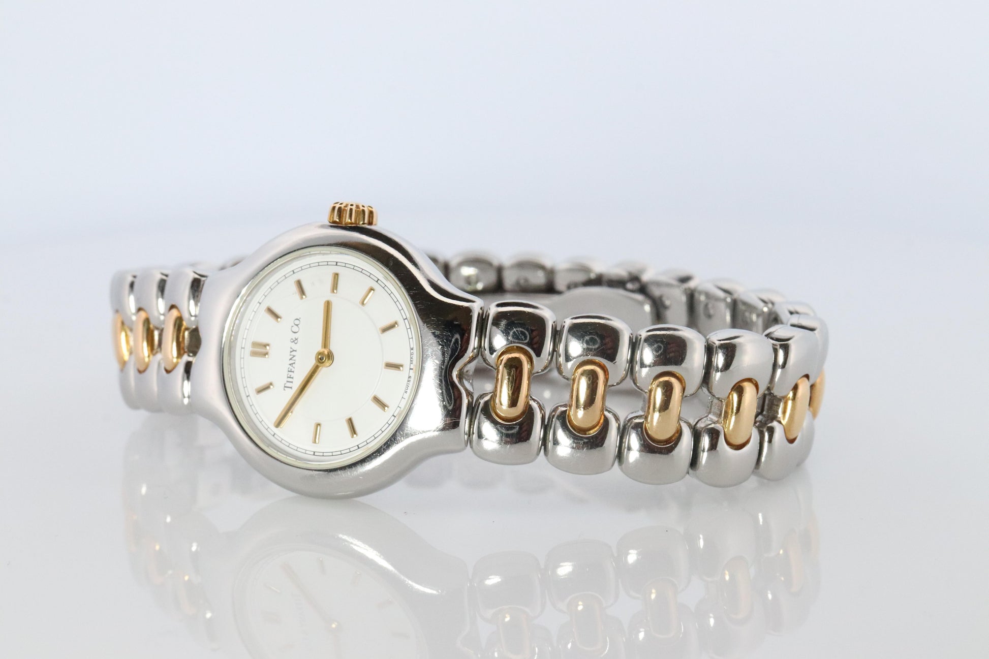 Tiffany and Co Watch. 18k Tiffany Tesoro Stainless Steel Ladies 25mm Wristwatch