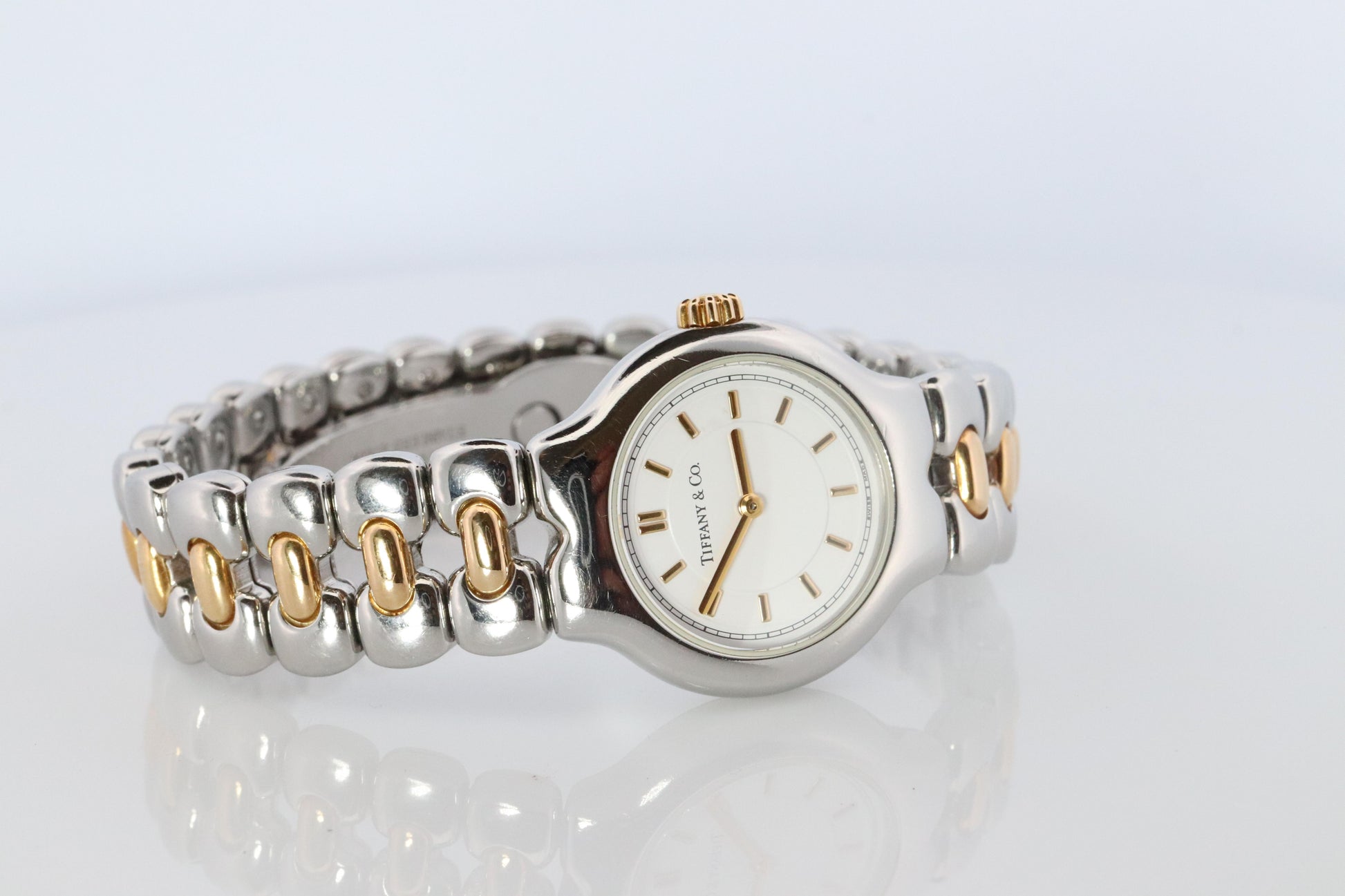 Tiffany and Co Watch. 18k Tiffany Tesoro Stainless Steel Ladies 25mm Wristwatch