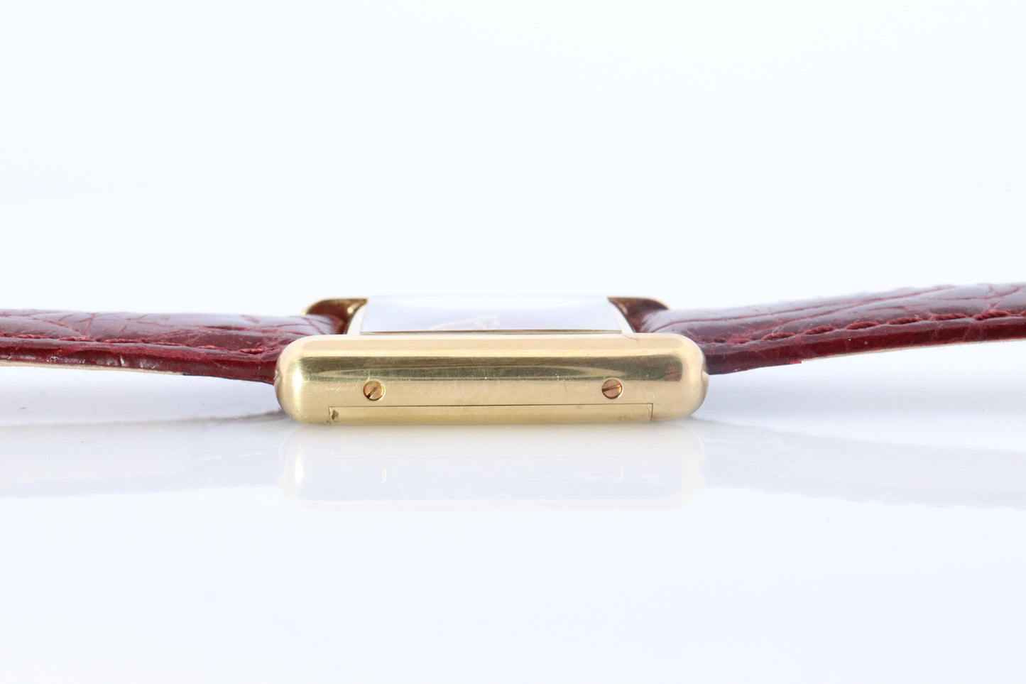Must de Cartier Tank Red Mystery Dial. Bordeaux ARGENT 925 Small Windup Watch