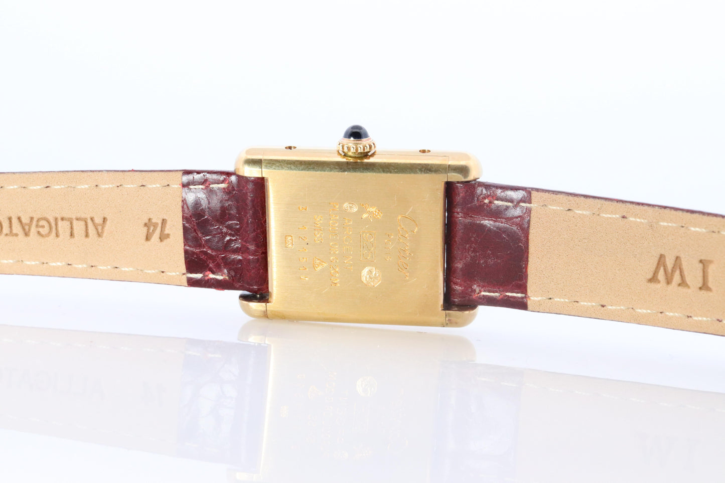 Must de Cartier Tank Red Mystery Dial. Bordeaux ARGENT 925 Small Windup Watch
