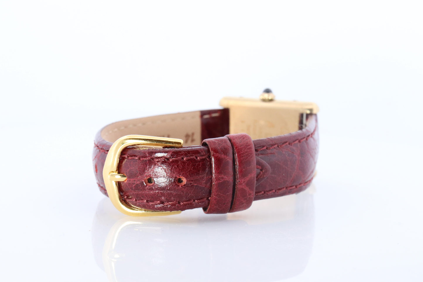 Must de Cartier Tank Red Mystery Dial. Bordeaux ARGENT 925 Small Windup Watch
