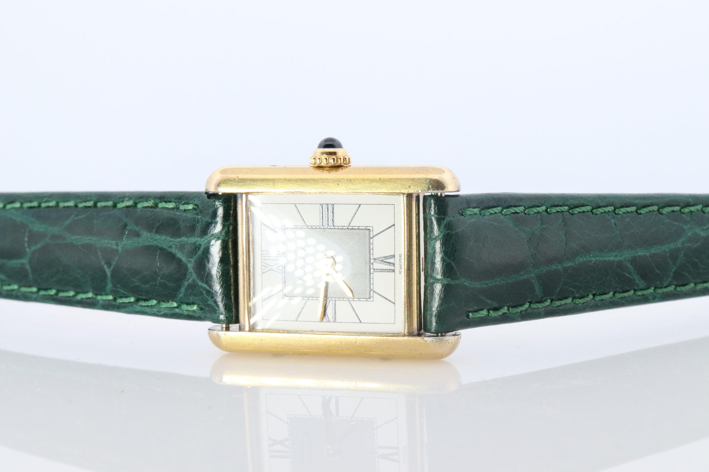 Vintage Must de Cartier Tank Gray 5057001 Dial Watch Vermeil ARGENT Small Tank