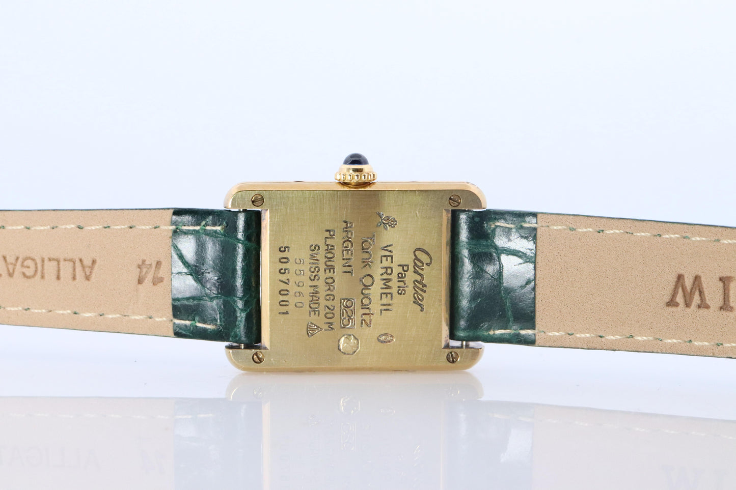 Vintage Must de Cartier Tank Gray 5057001 Dial Watch Vermeil ARGENT Small Tank