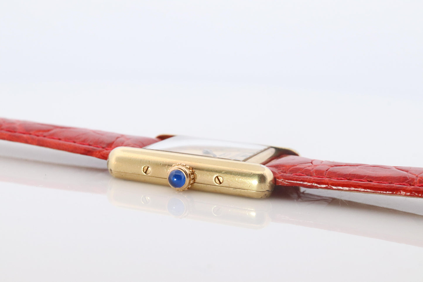Vintage Must de Cartier Tank Gold Dial Watch. Vermeil ARGENT Small Tank