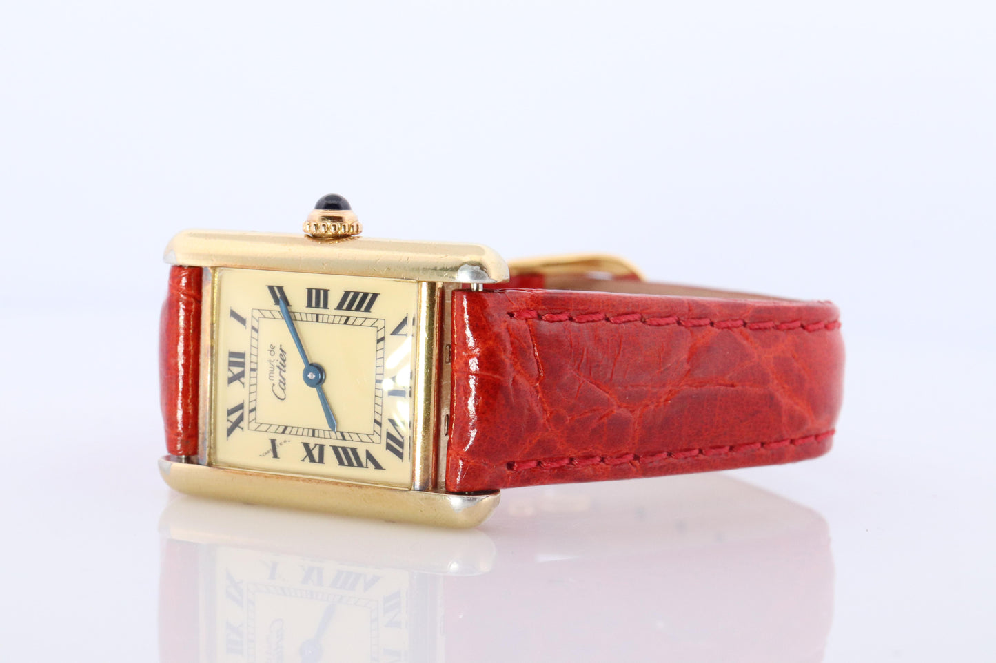 Vintage Must de Cartier Tank Gold Dial Watch. Vermeil ARGENT Small Tank