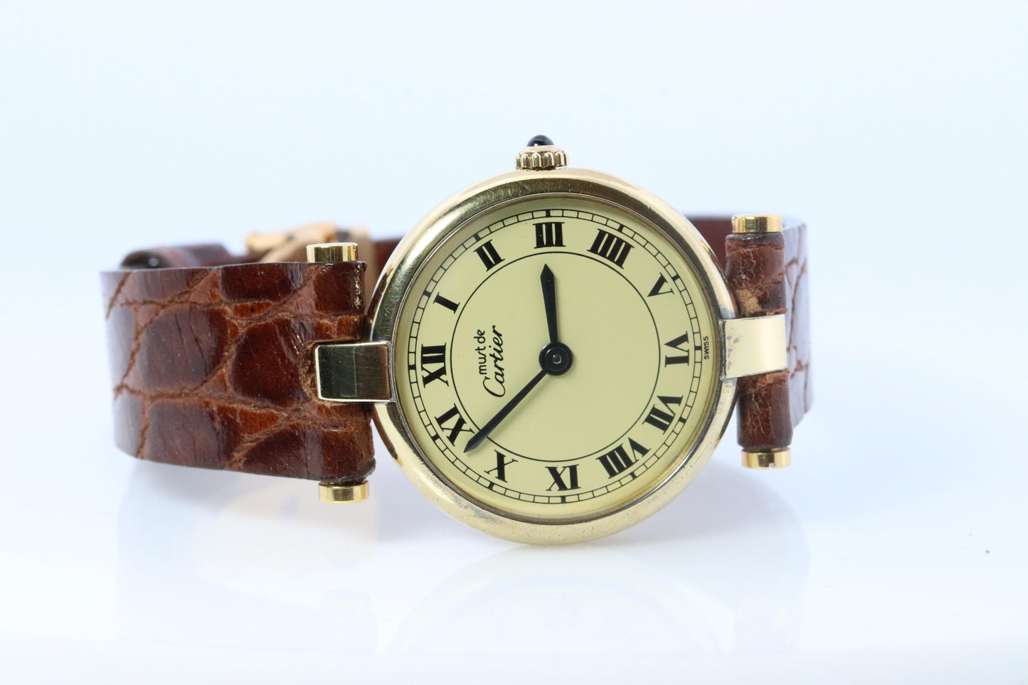 Genuine Cartier Watch. Must de Cartier Vendome Round Argent Champagne Dial