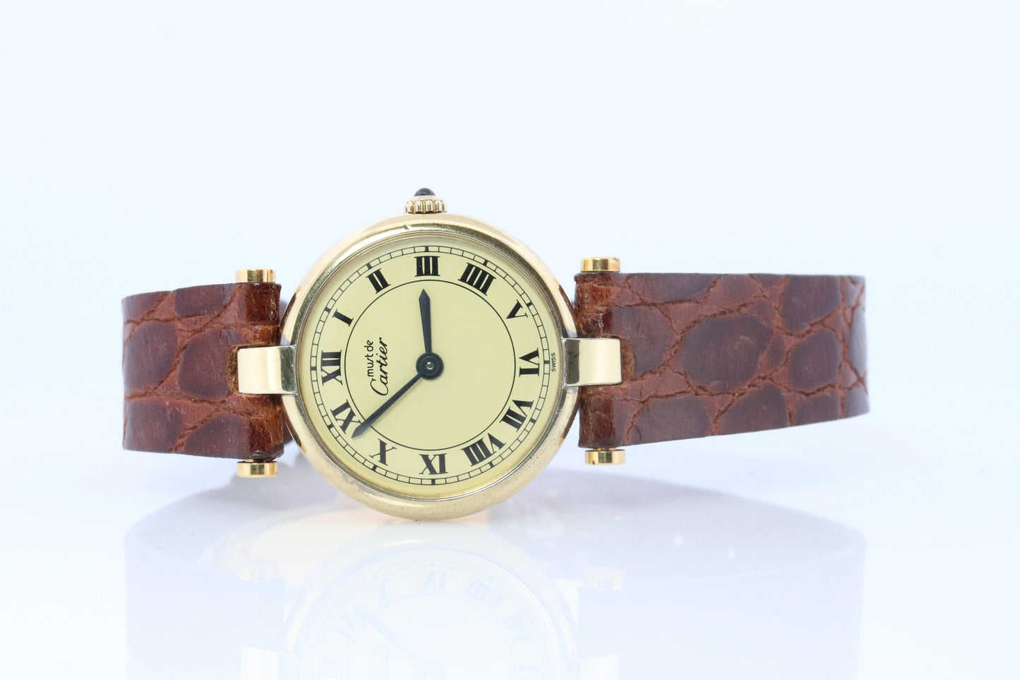 Genuine Cartier Watch. Must de Cartier Vendome Round Argent Champagne Dial