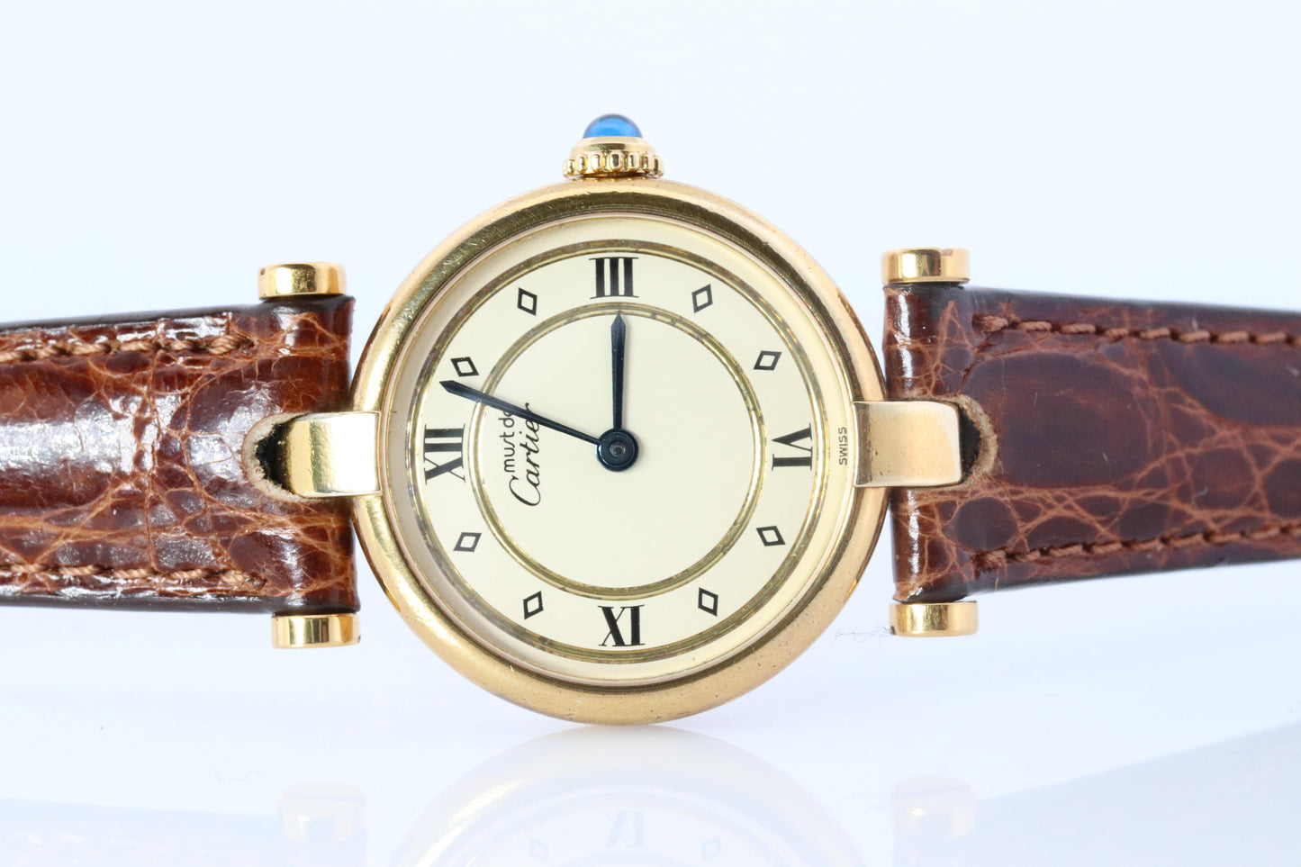 Genuine Cartier Watch. Must de Cartier Vendome Round Argent Vermeil Cream Gold