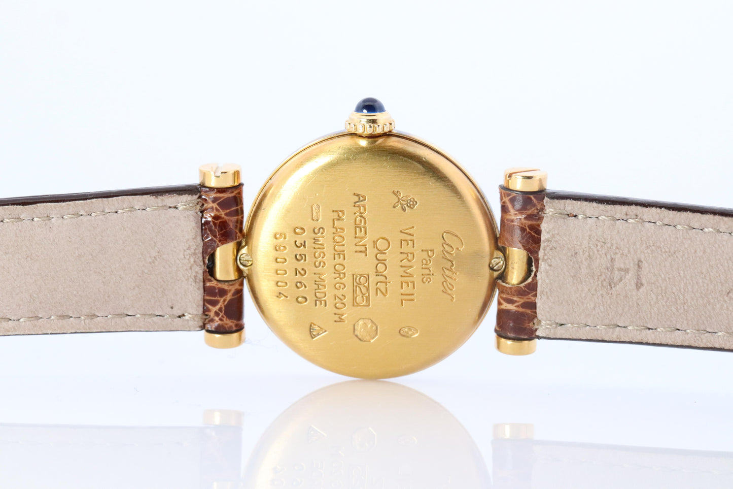 Genuine Cartier Watch. Must de Cartier Vendome Round Argent Vermeil Cream Gold