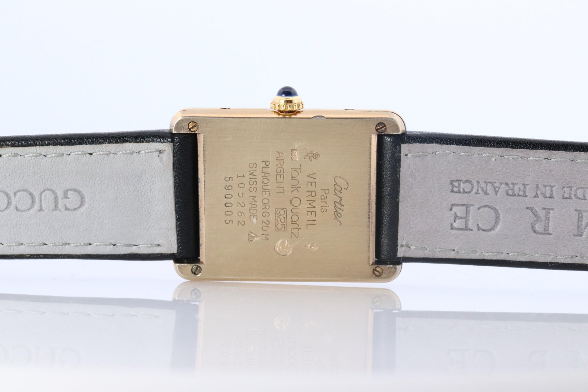 Vintage Must de Cartier 590005 Tank Watch. 925 Vermeil ARGENT Quartz Tank.