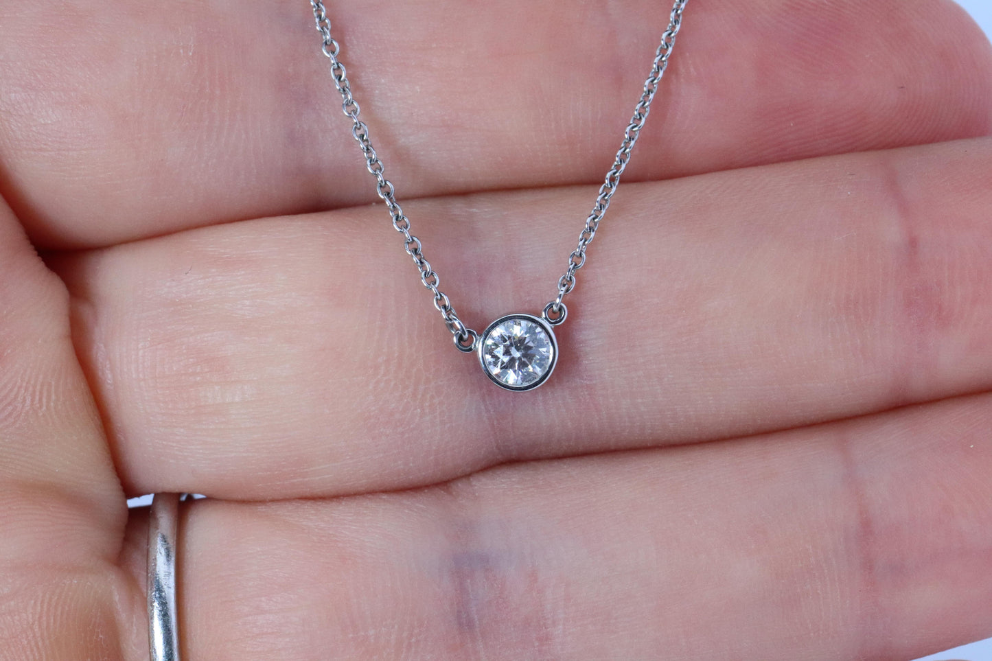 Vintage Tiffany Co Platinum Necklace Elsa Peretti Diamond by the Yard 0.36ct 1P
