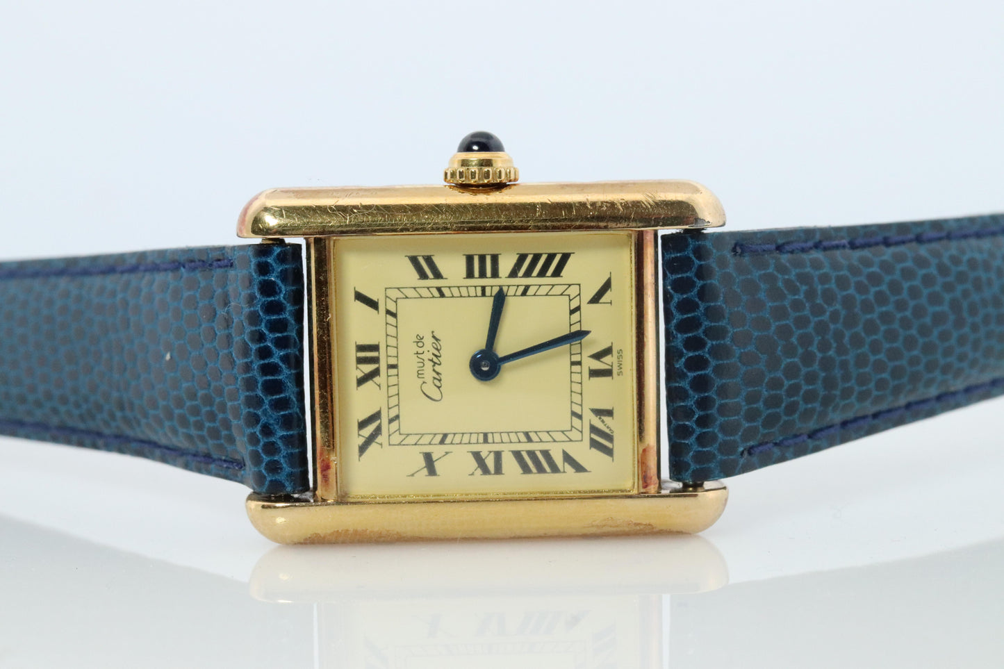 Vintage Must de Cartier Tank 5057001 Dial Watch Vermeil ARGENT Small Tank