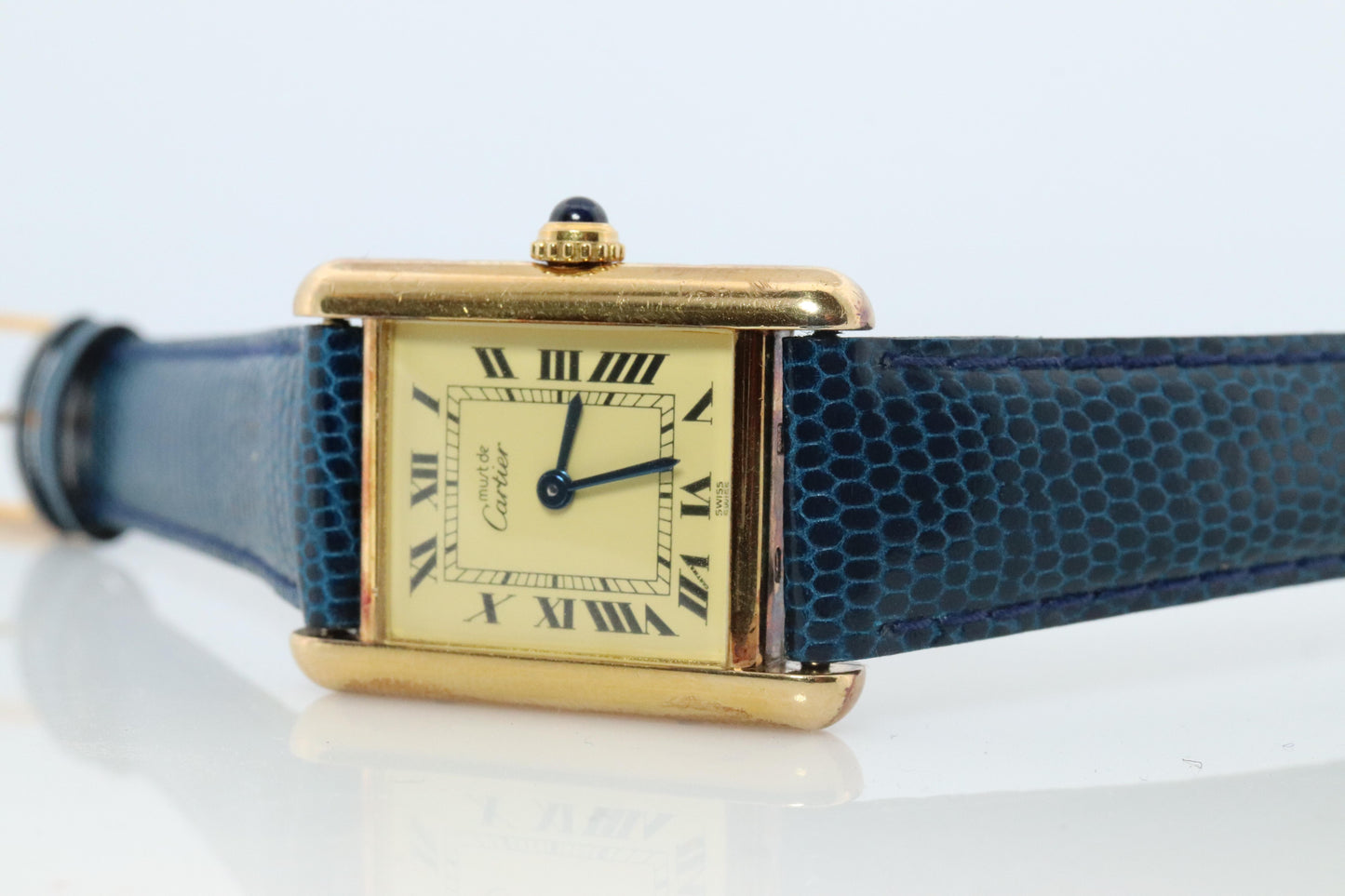 Vintage Must de Cartier Tank 5057001 Dial Watch Vermeil ARGENT Small Tank