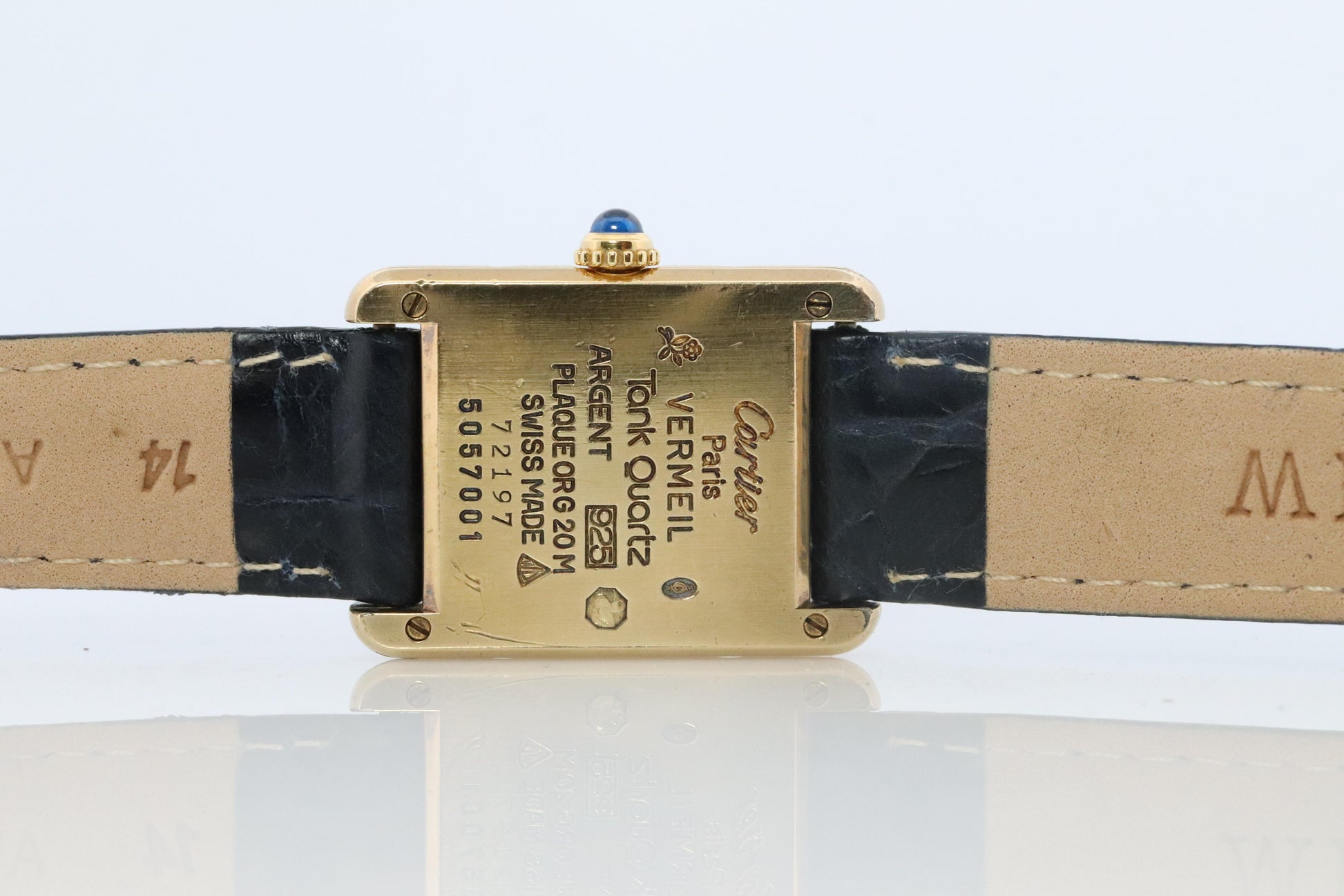 Vintage Must de Cartier Tank Pillar 5057001 Dial Watch Vermeil ARGENT Small Tank