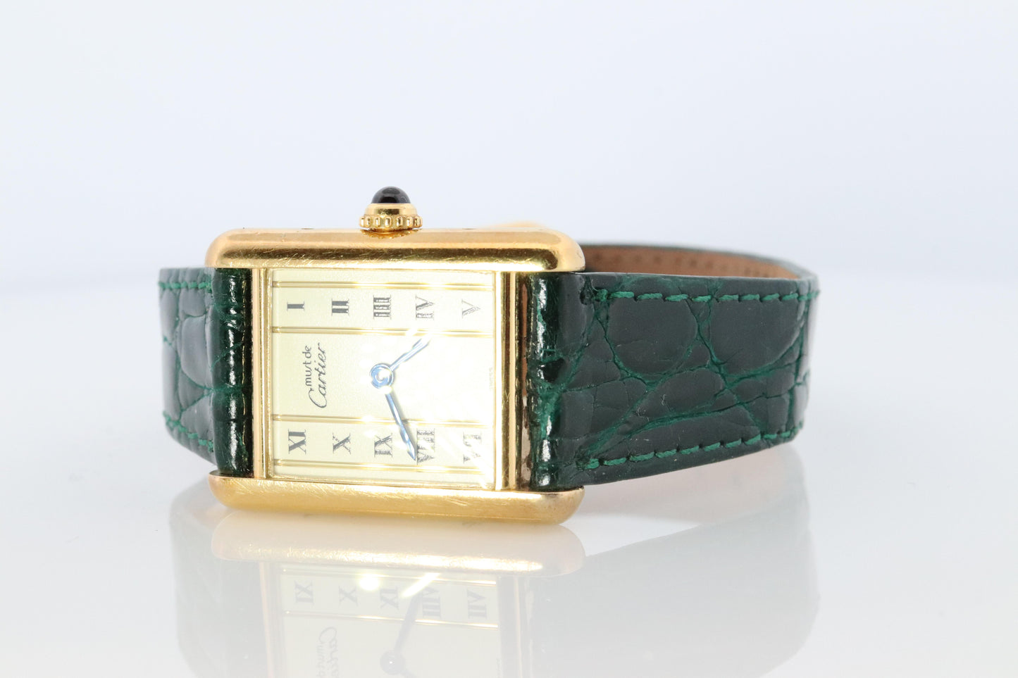 Vintage Must de Cartier Tank Pillar 5057001 Dial Watch Vermeil ARGENT Small Tank