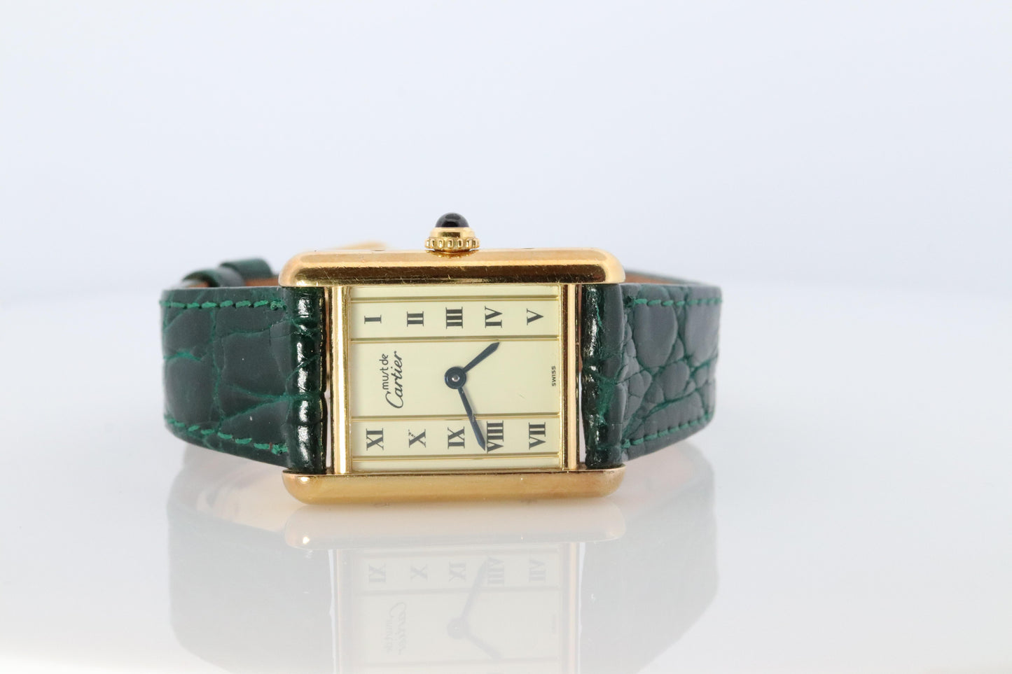 Vintage Must de Cartier Tank Pillar 5057001 Dial Watch Vermeil ARGENT Small Tank