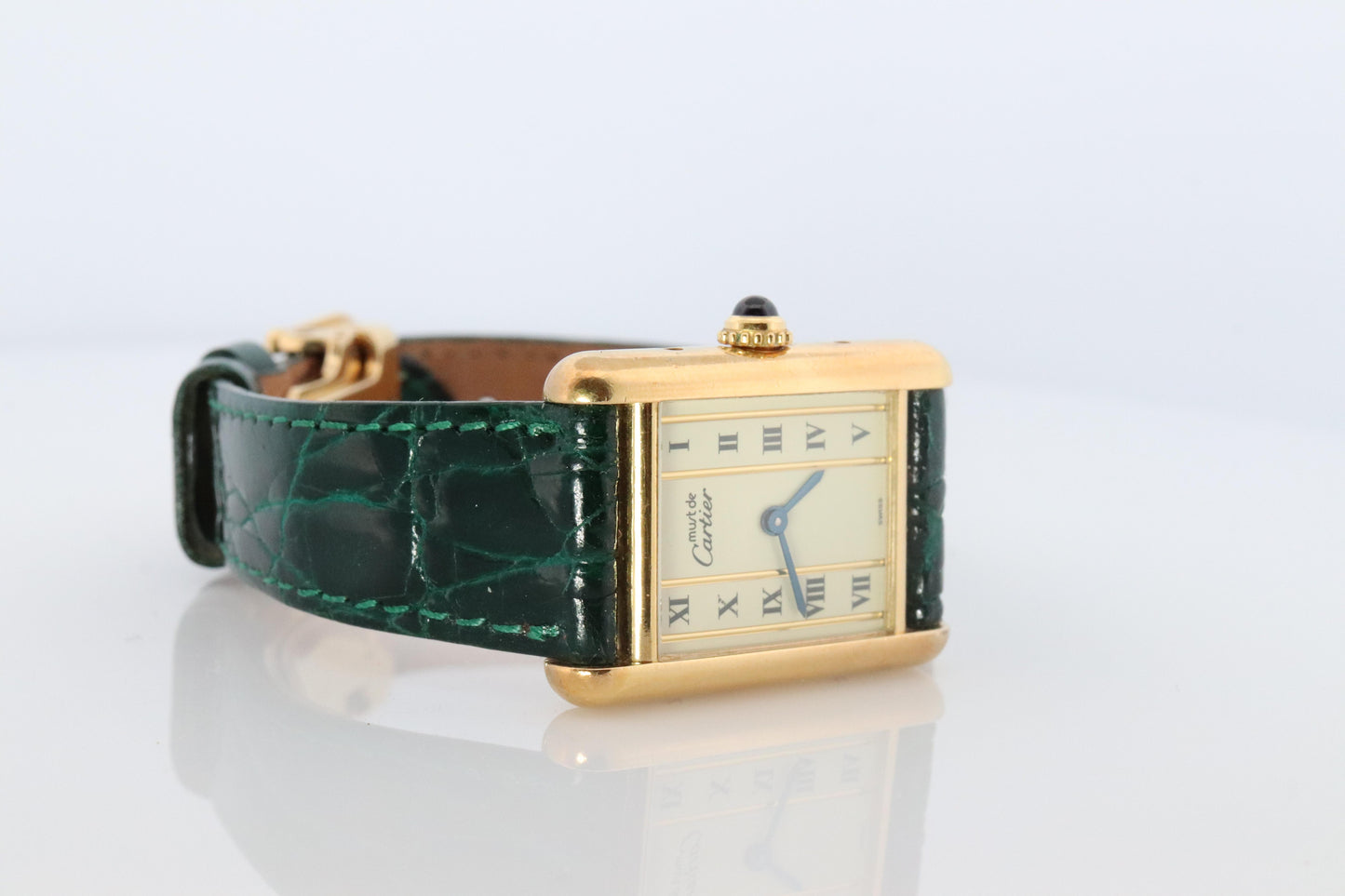 Vintage Must de Cartier Tank Pillar 5057001 Dial Watch Vermeil ARGENT Small Tank