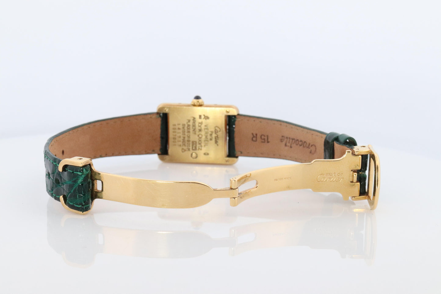 Vintage Must de Cartier Tank Pillar 5057001 Dial Watch Vermeil ARGENT Small Tank