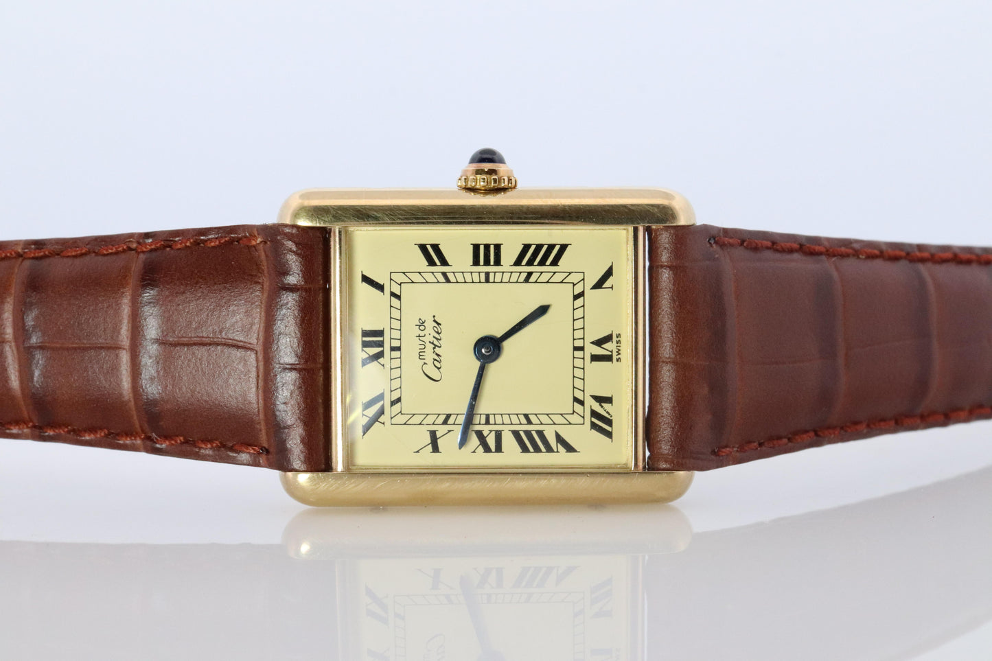 Vintage Must de Cartier 590005 Tank Watch. 925 Vermeil ARGENT Quartz Tank.