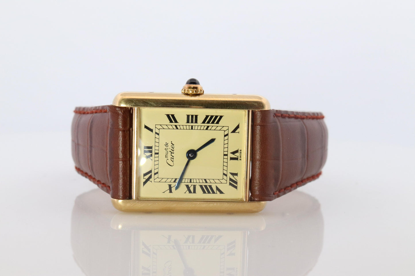 Vintage Must de Cartier 590005 Tank Watch. 925 Vermeil ARGENT Quartz Tank.