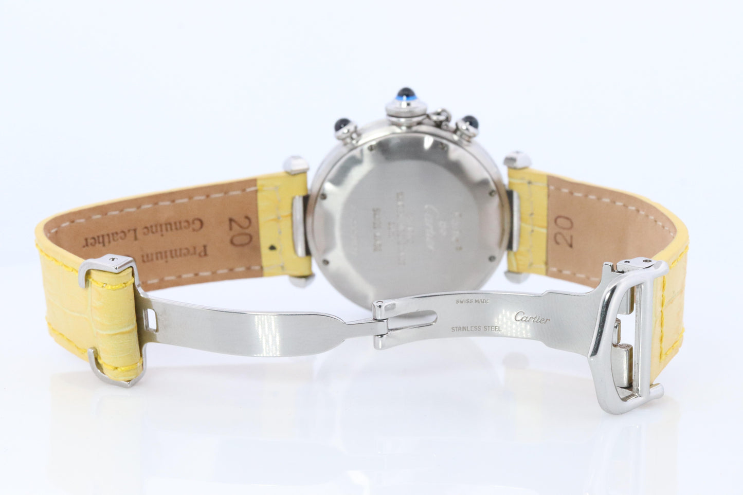 Vintage Cartier PASHA 38mm Chronograph. Rare Yellow Dial W3100355.