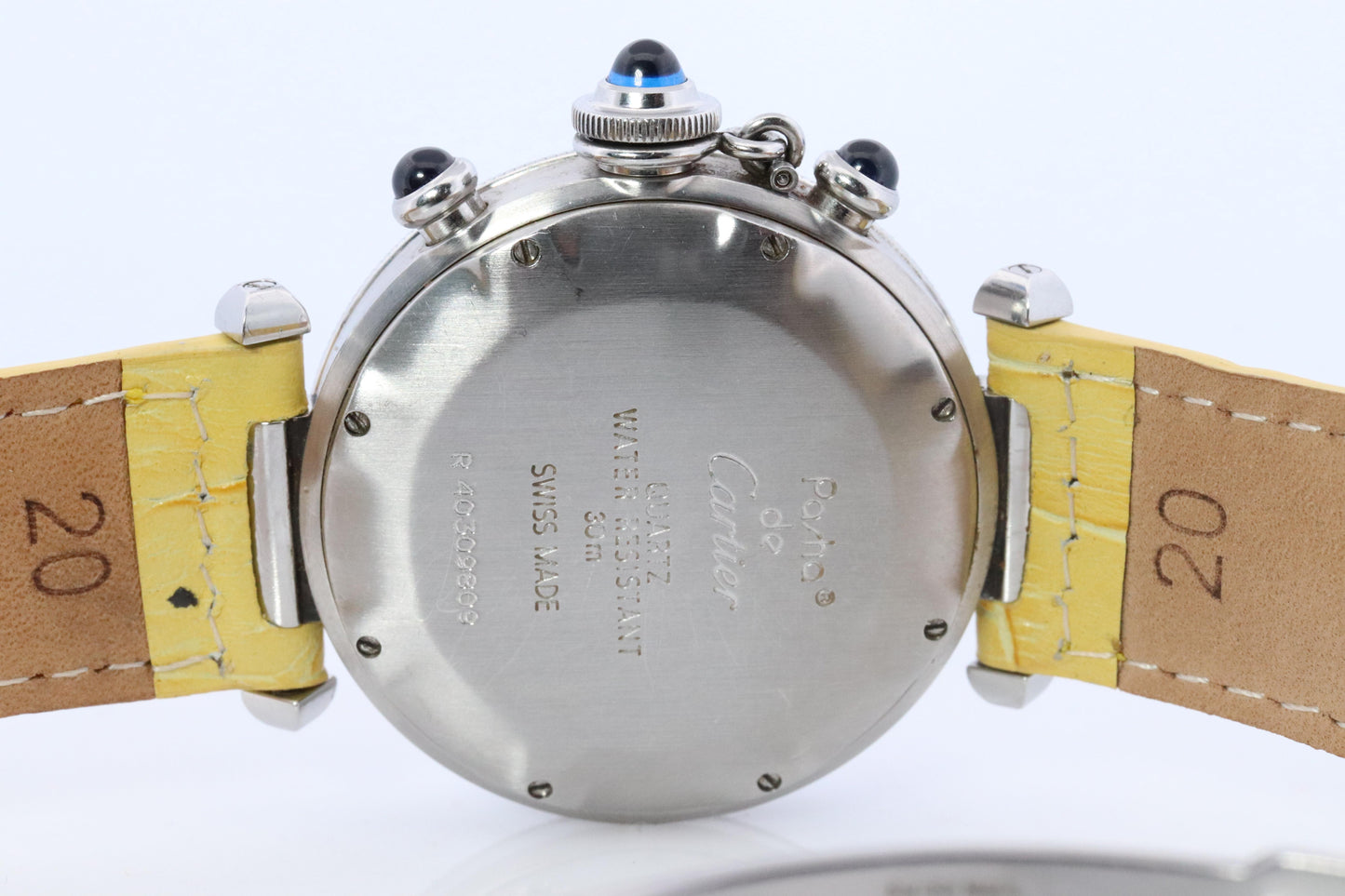 Vintage Cartier PASHA 38mm Chronograph. Rare Yellow Dial W3100355.