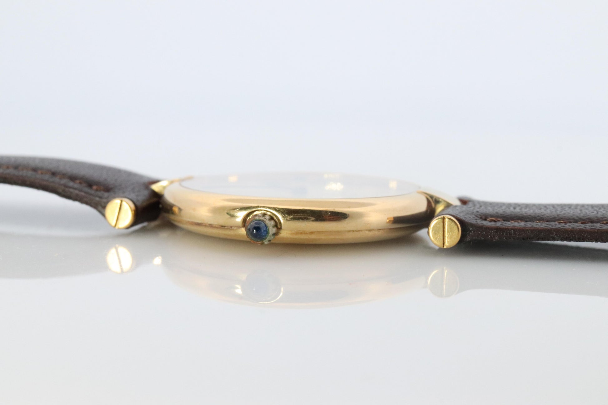 Cartier Watch. Must de Cartier Champagne Dial Vendome Round Argent Vermeil 30mm.