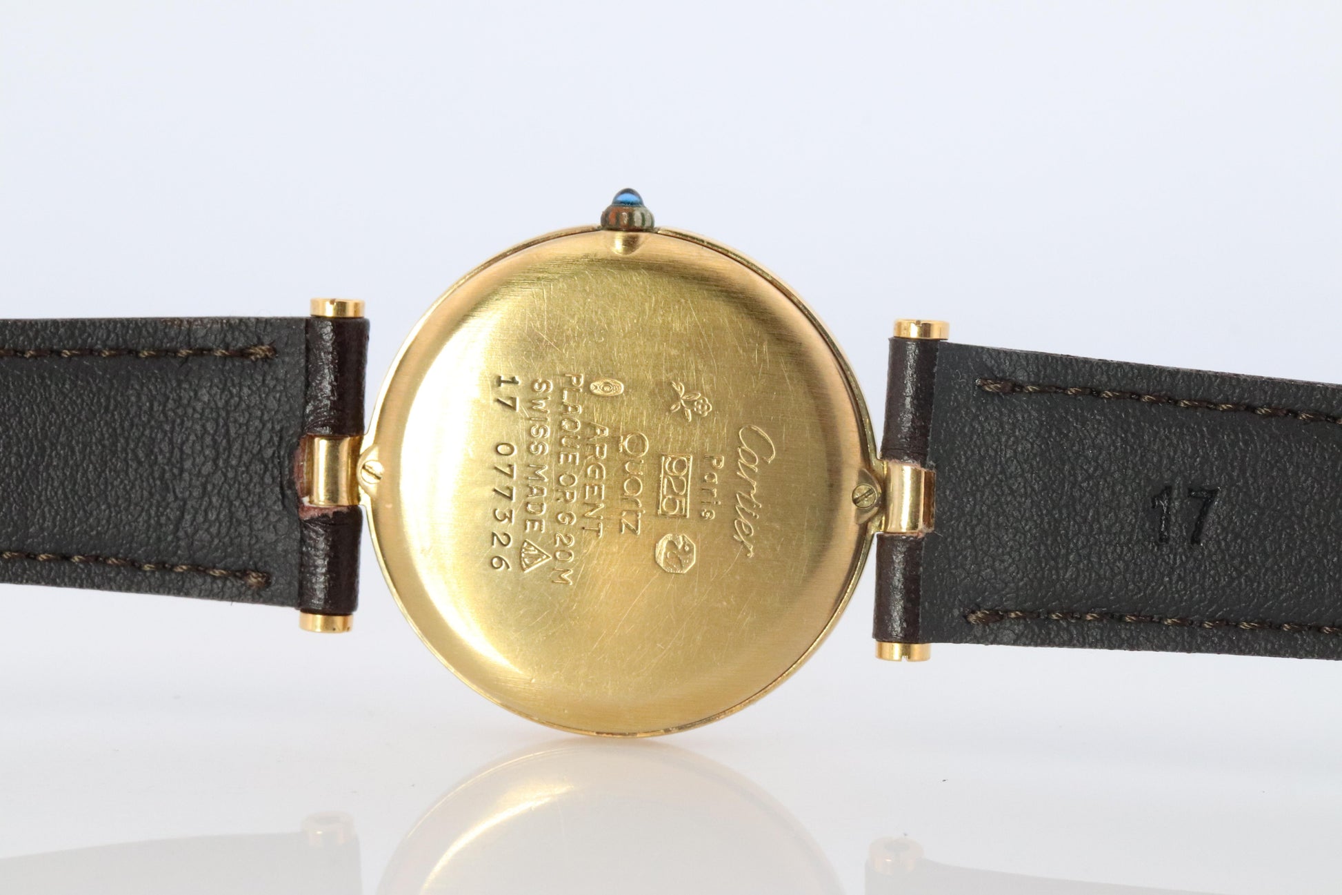 Cartier Watch. Must de Cartier Champagne Dial Vendome Round Argent Vermeil 30mm.