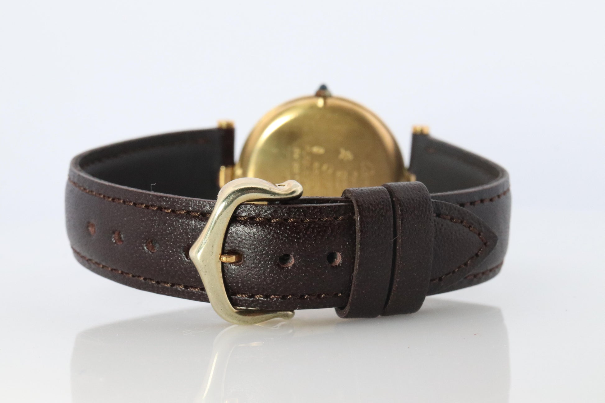 Cartier Watch. Must de Cartier Champagne Dial Vendome Round Argent Vermeil 30mm.