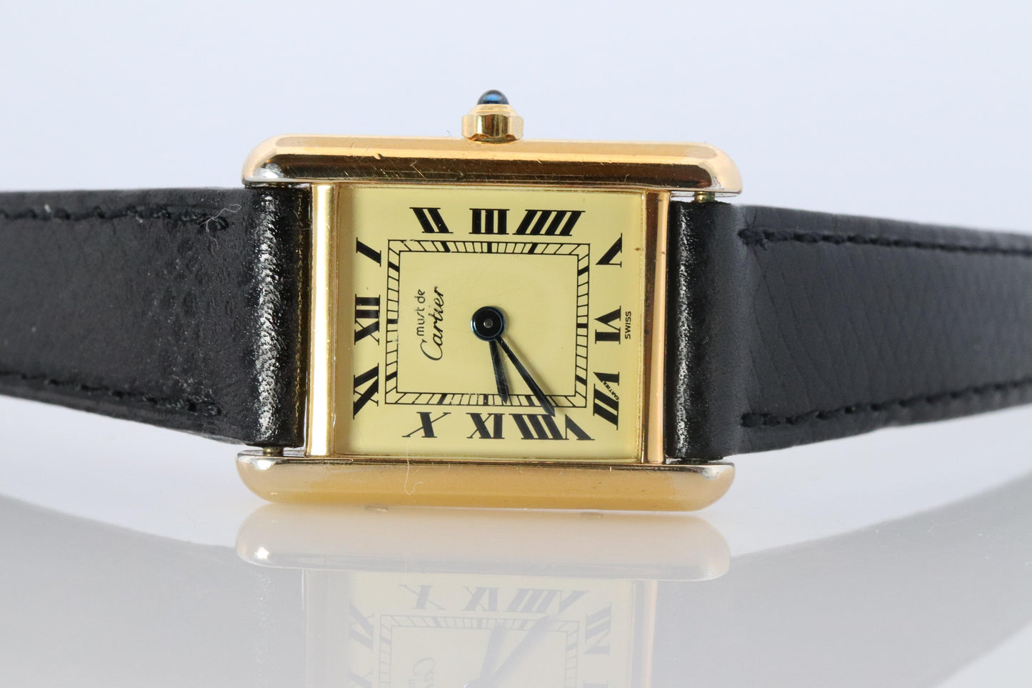 Vintage Must de Cartier Tank 366001 Dial Watch Vermeil ARGENT Small Tank