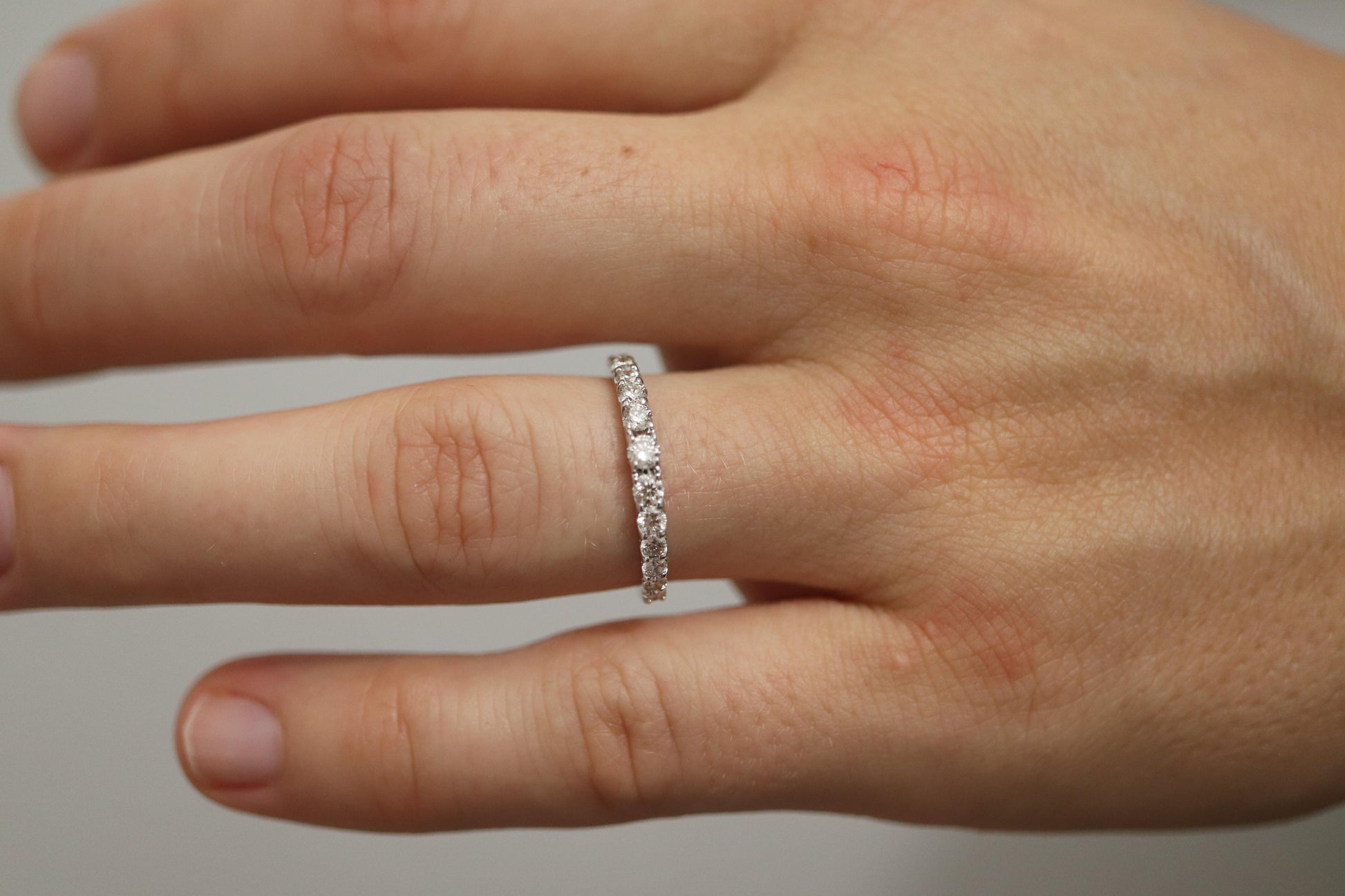 18k Diamond eternity band. 18k White Gold 0.5ctw half anniversary Ring.