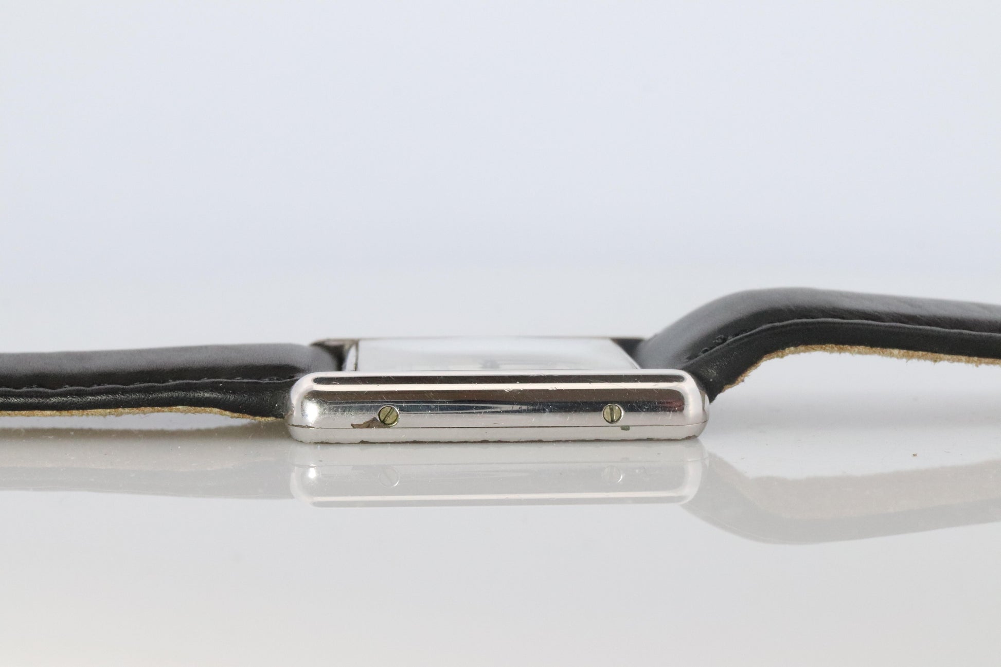 Vintage Must de Cartier Tank Watch. 925 Sterling 690006 White Blue Dial Tank