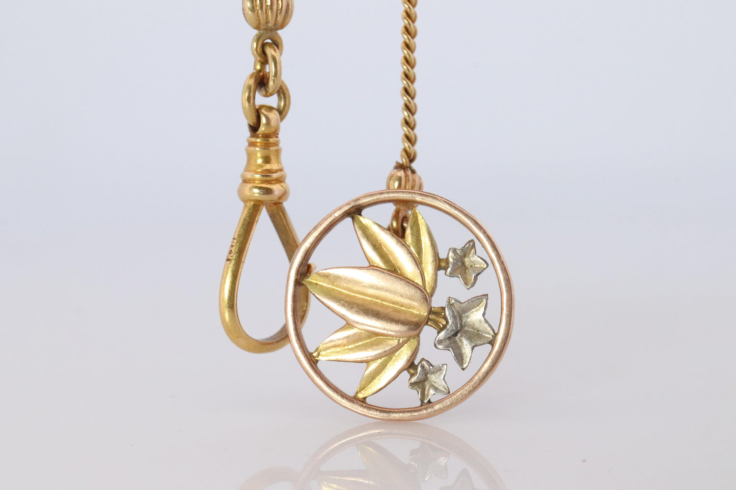 18k YG Pocket watch Chain. Antique Pocket Watch Curb chain.