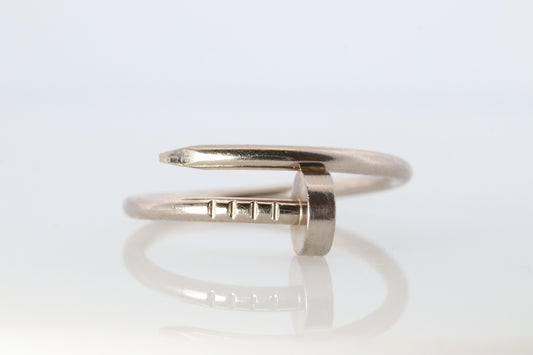 Vintage Cartier Juste un Clou Ring. 18k WG Original Papers Genuine Cartier Band.