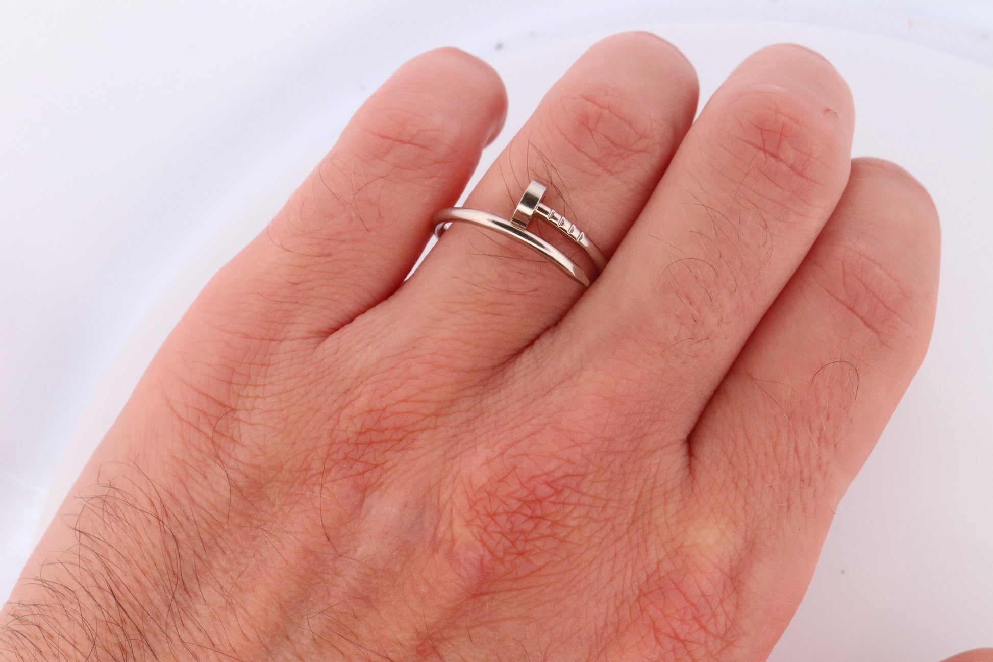 Vintage Cartier Juste un Clou Ring. 18k WG Original Papers Genuine Cartier Band.