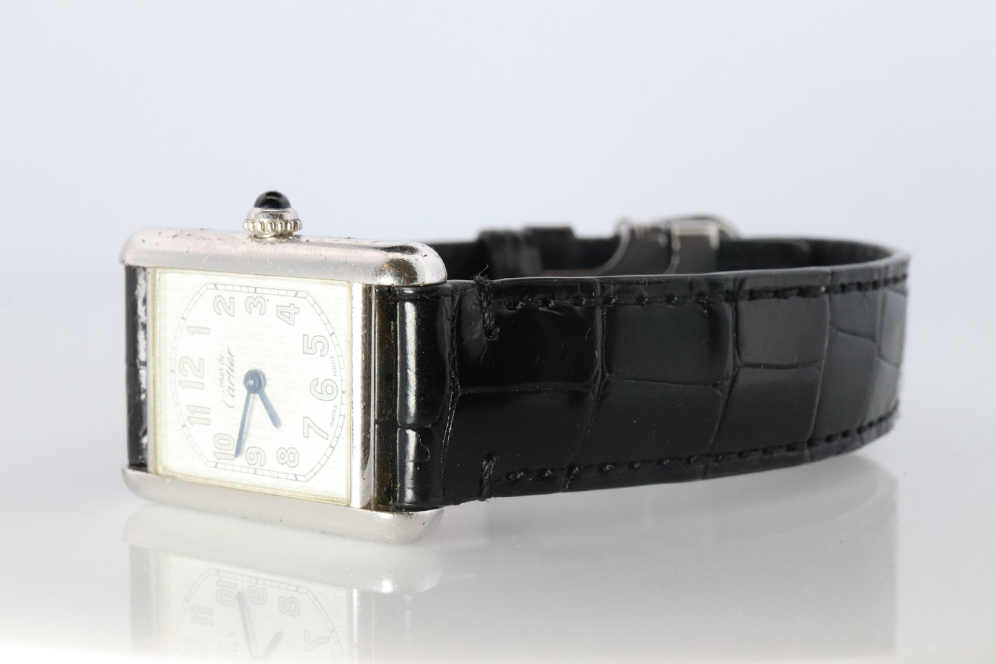Vintage Must de Cartier Tank Watch. 925 Vermeil ARGENT 2416 Arabic Dial Tank
