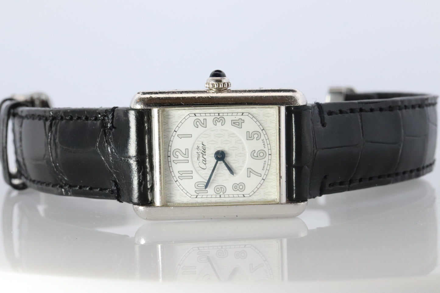 Vintage Must de Cartier Tank Watch. 925 Vermeil ARGENT 2416 Arabic Dial Tank