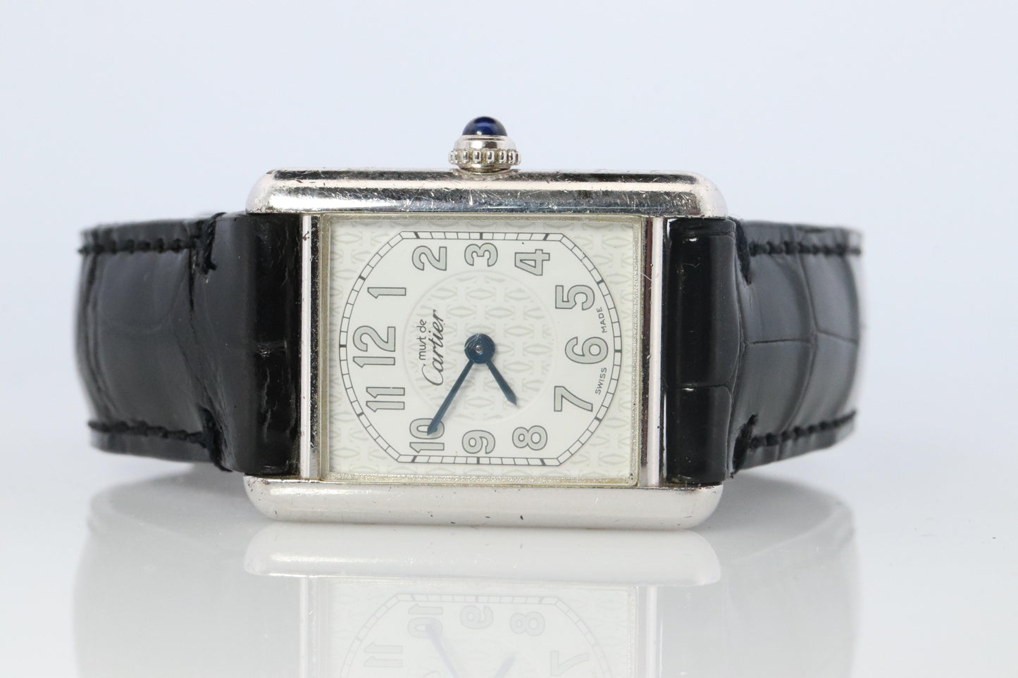 Vintage Must de Cartier Tank Watch. 925 Vermeil ARGENT 2416 Arabic Dial Tank
