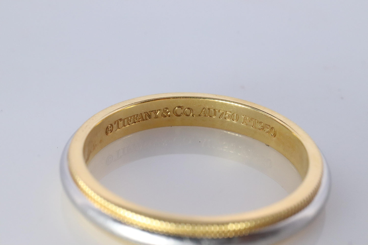 Vintage Tiffany and Co Ring. Authentic 18k PT950 Milgrain Mens T&CO Band