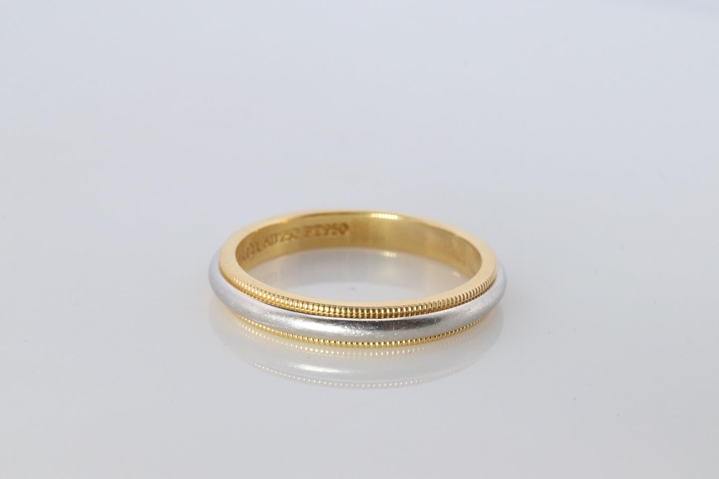 Vintage Tiffany and Co Ring. Authentic 18k PT950 Milgrain Mens T&CO Band