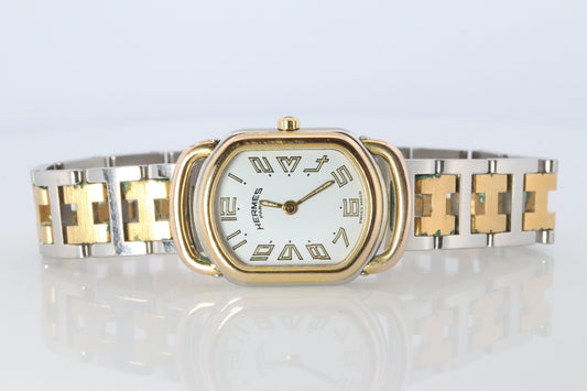 Genuine HERMES RALLYE Stainless Steel 21mm RA1.220 Quartz Watch White.