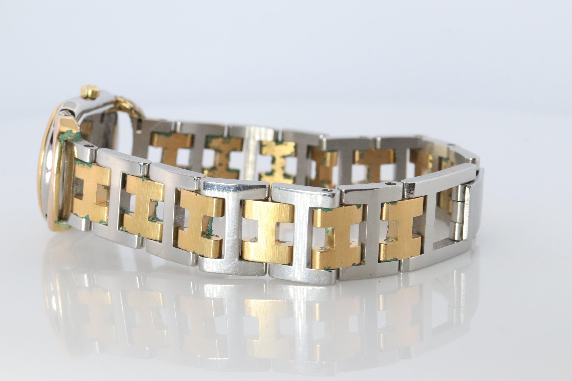 Genuine HERMES RALLYE Stainless Steel 21mm RA1.220 Quartz Watch White.