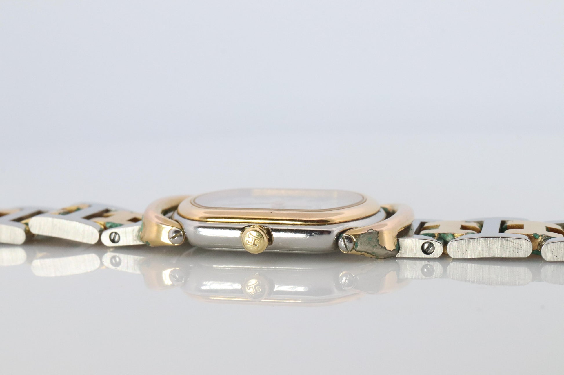 Genuine HERMES RALLYE Stainless Steel 21mm RA1.220 Quartz Watch White.