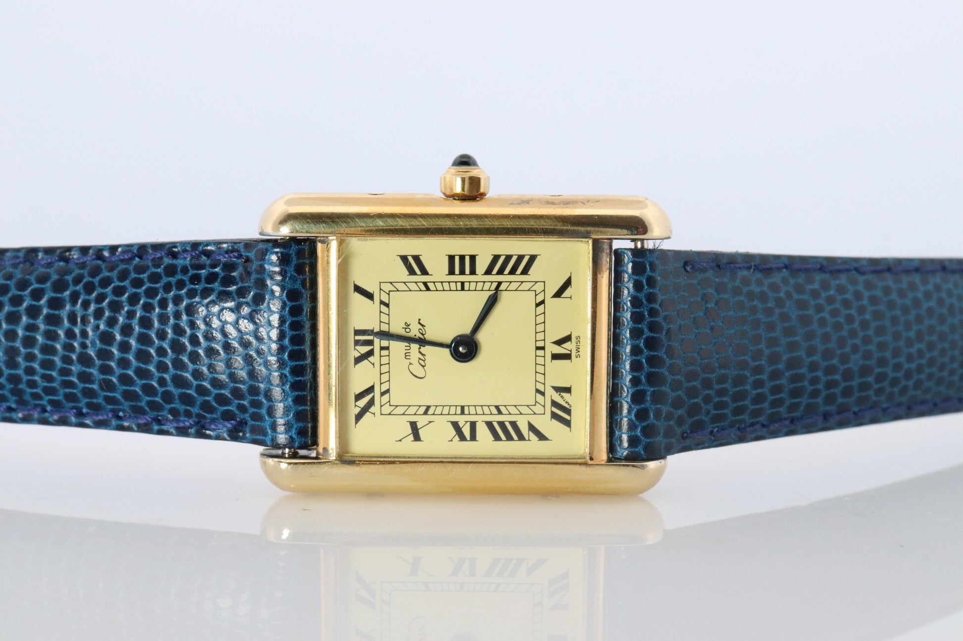 Vintage Must de Cartier Tank 366001 Dial Watch Vermeil ARGENT Small Tank