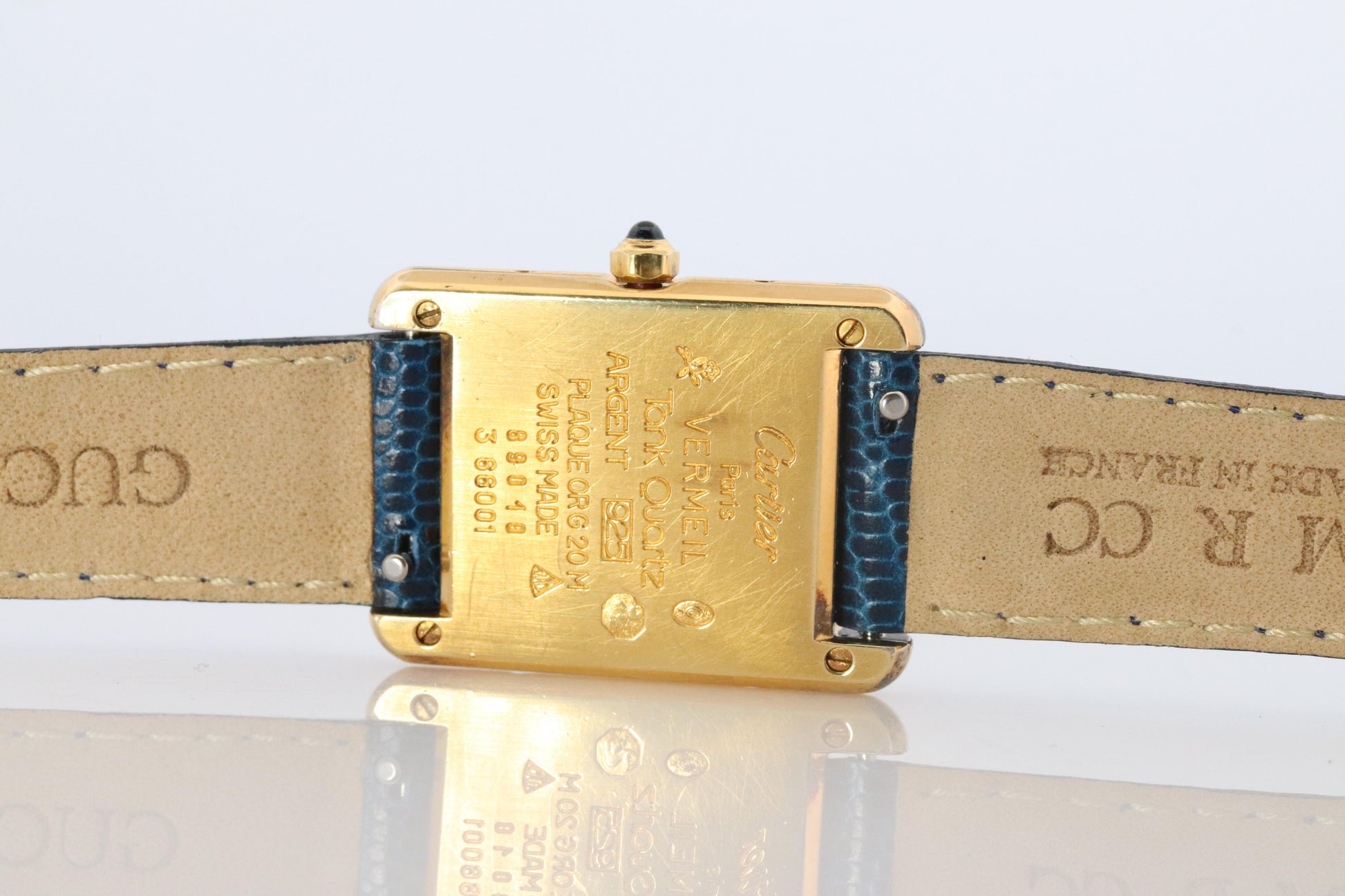 Vintage Must de Cartier Tank 366001 Dial Watch Vermeil ARGENT Small Tank