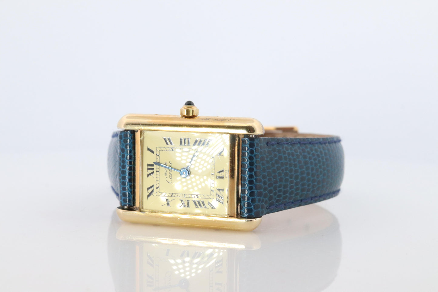 Vintage Must de Cartier Tank 366001 Dial Watch Vermeil ARGENT Small Tank