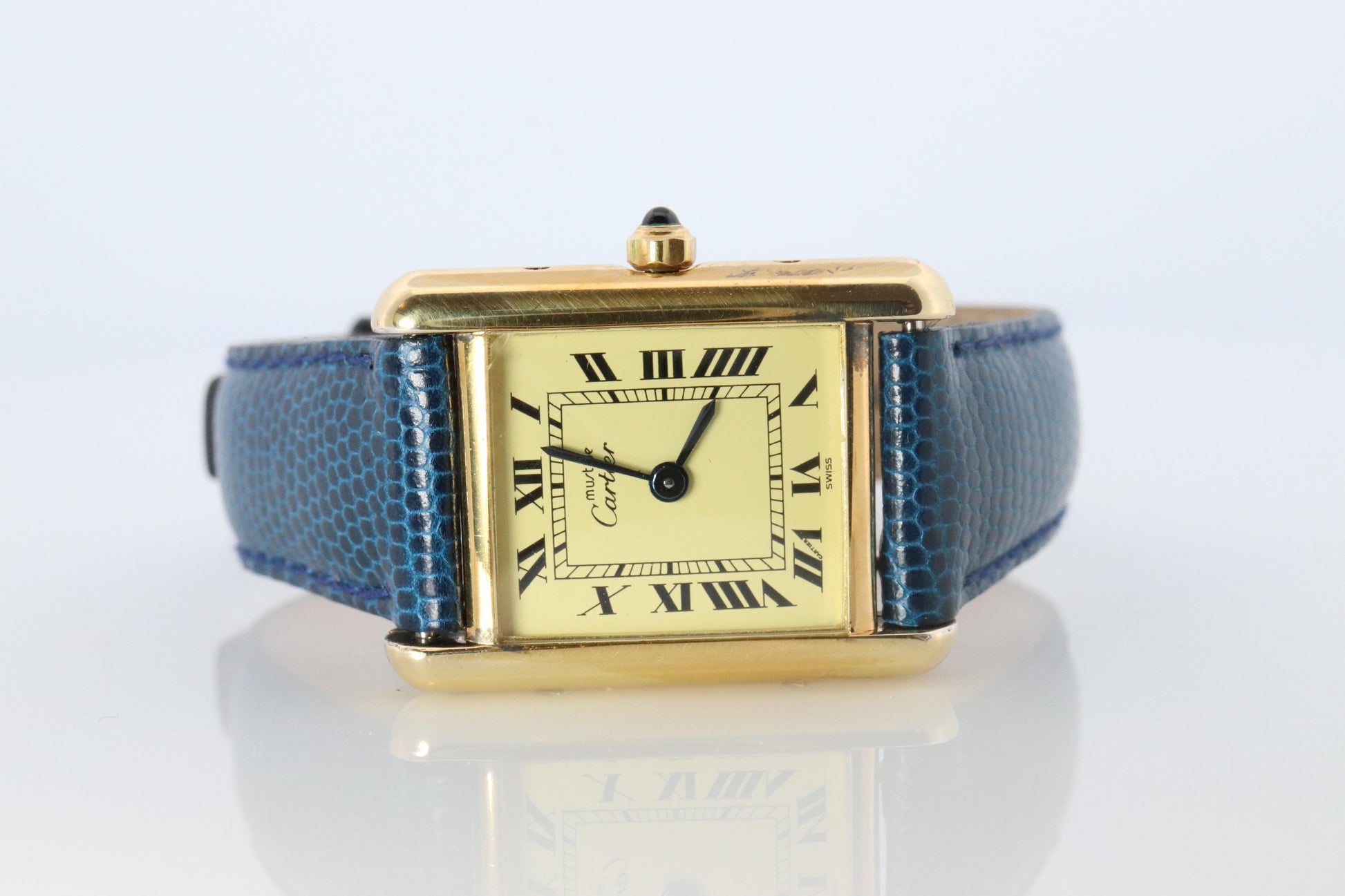 Vintage Must de Cartier Tank 366001 Dial Watch Vermeil ARGENT Small Tank