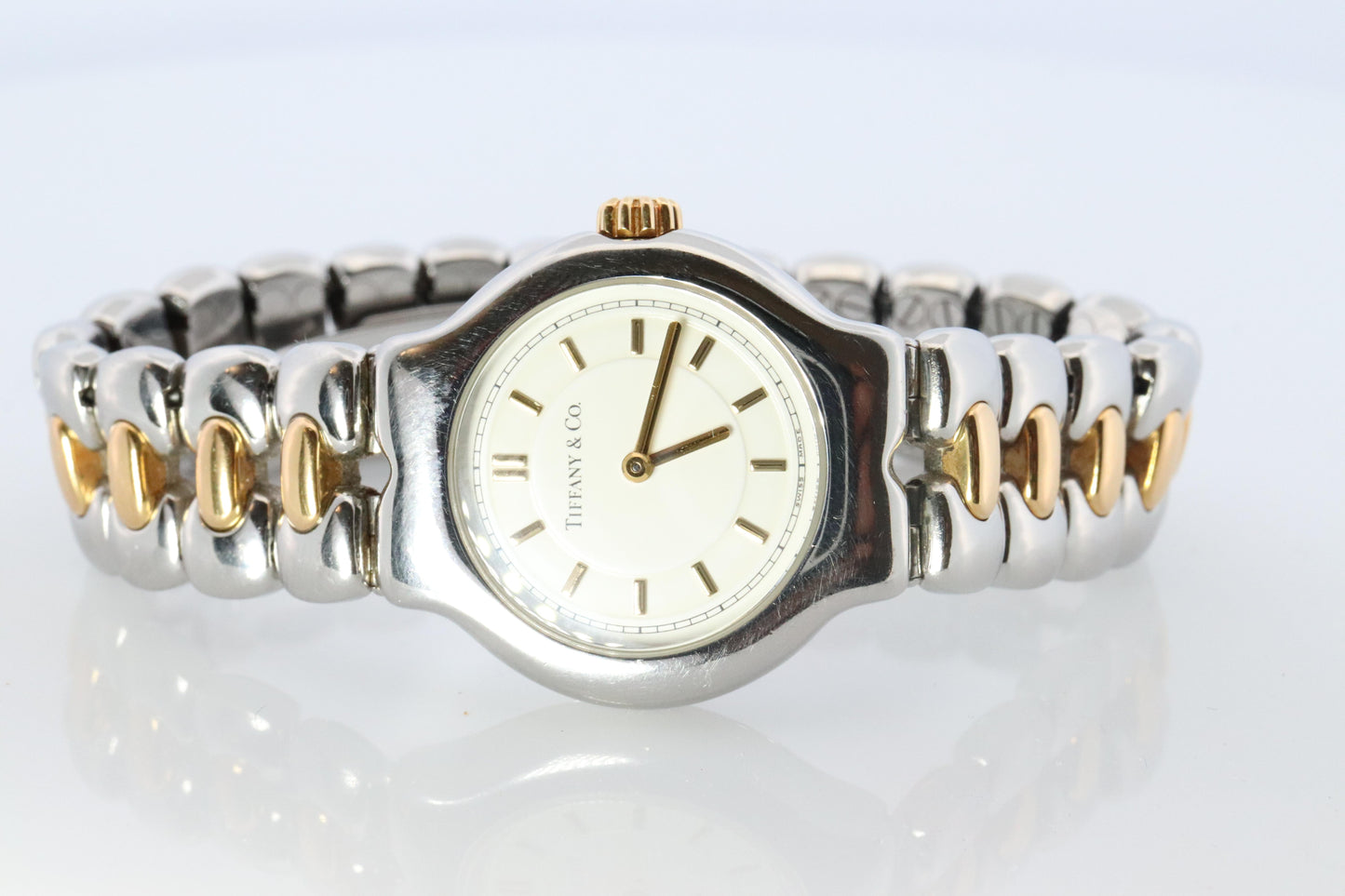 Tiffany and Co Watch. 18k Tiffany Tesoro Stainless Steel Ladies 25mm Wristwatch