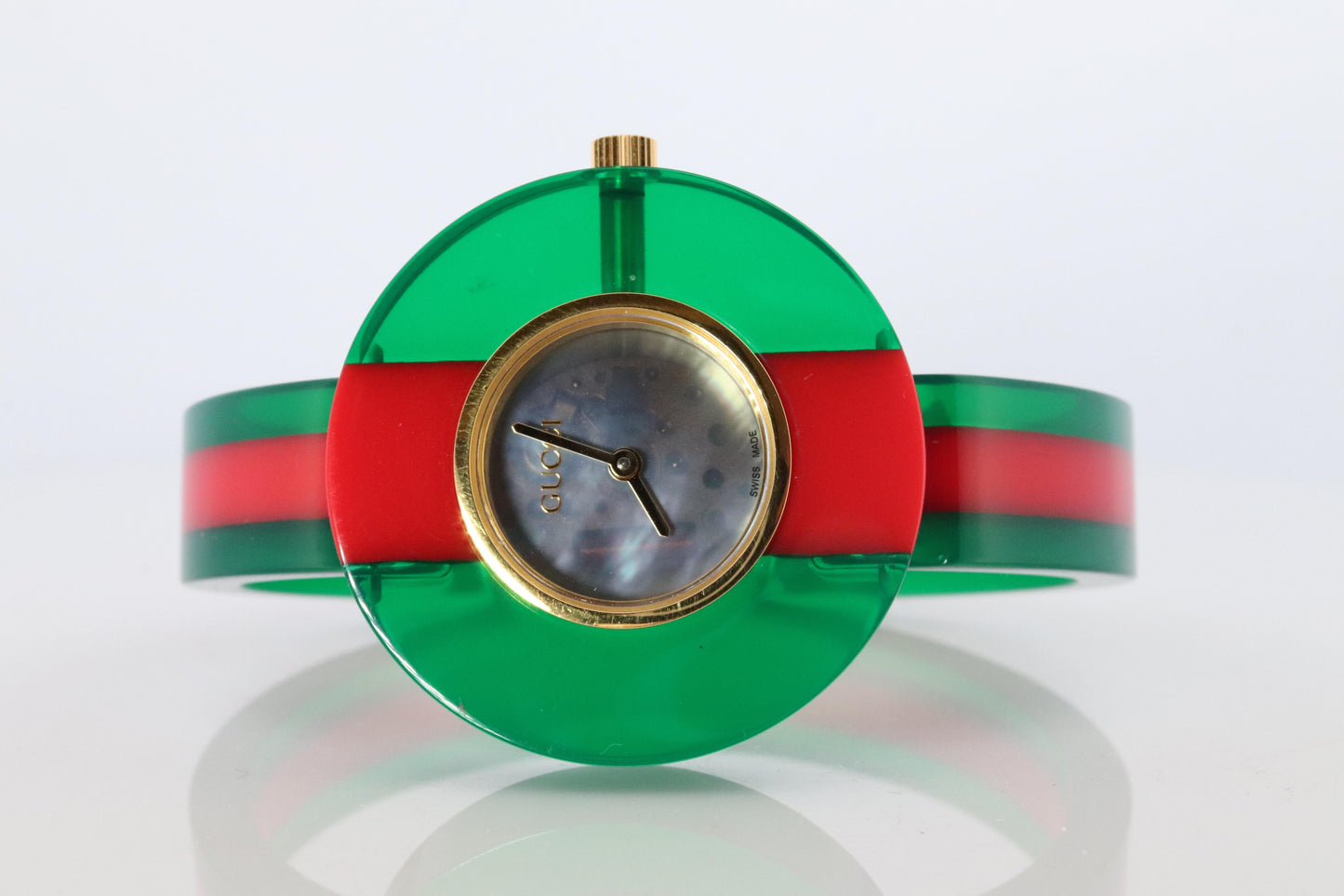 Vintage GUCCI Quartz 143.3 Watch. Gucci Ladies Bangle Plastic Vintage Web Watch