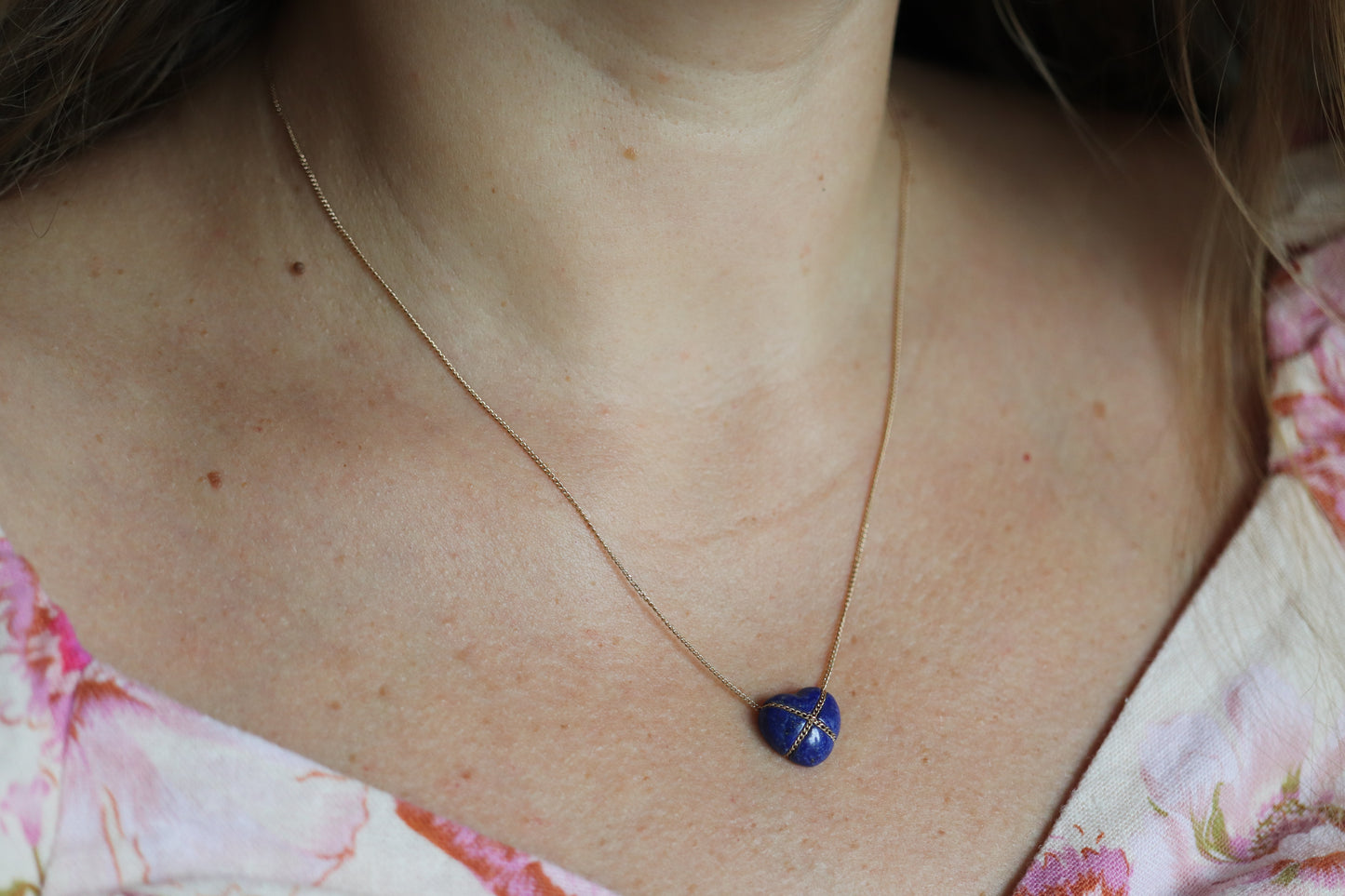 Tiffany and Co Heart Pendant 14k Tiffany Elsa Peretti Lapis Lazuli Necklace